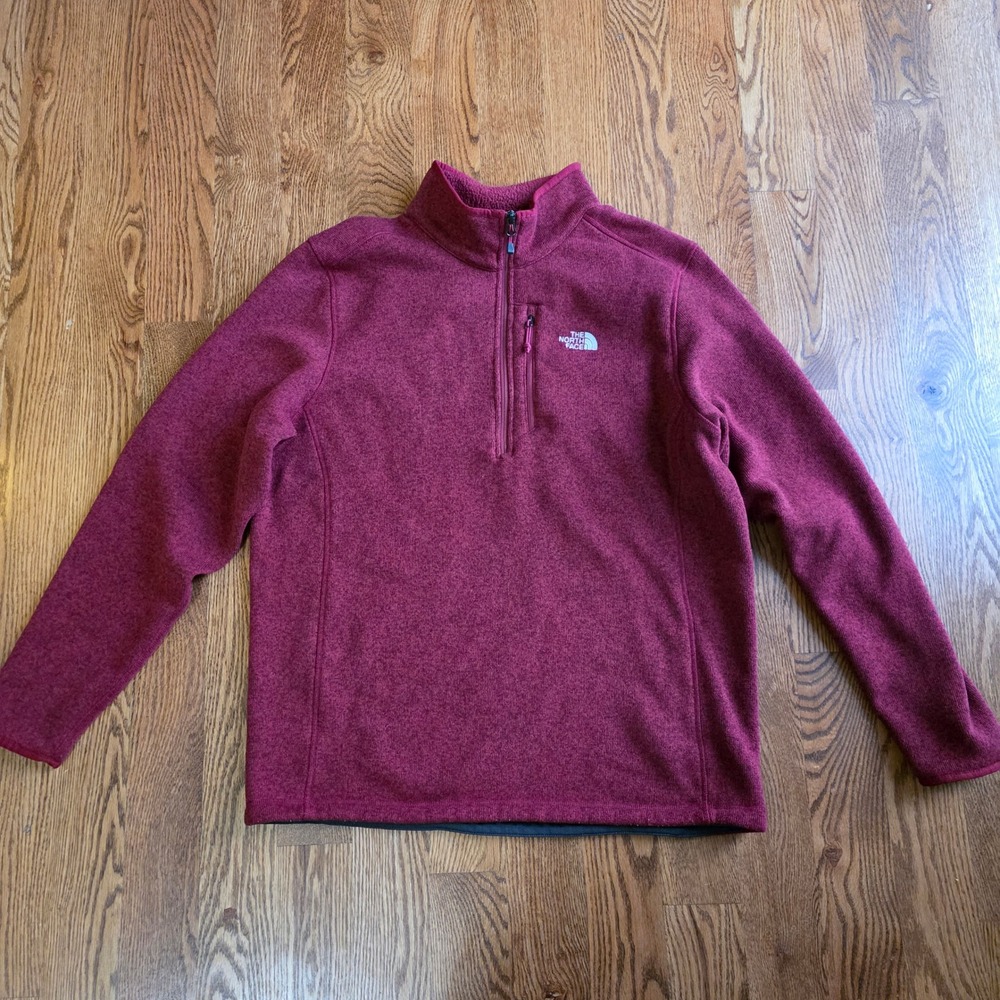 The North Face Fleece 1/4 Zip Pullover Sweater Mens‎ XL Red Heathered Casual